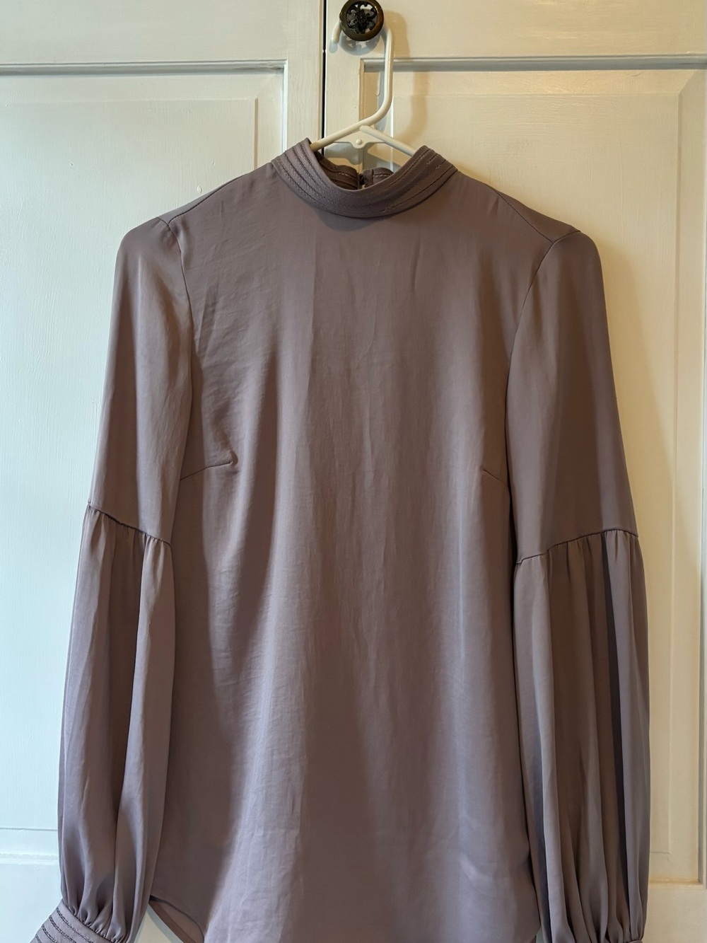H&M Mauve Mock Neck Long Sleeve Blouse
